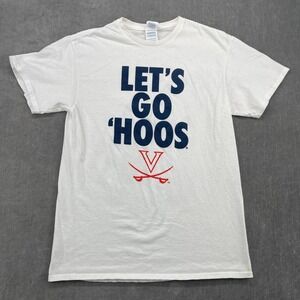 UVA Let's Go 'Hoos Virginia Cavaliers Mens Medium White Delta T-Shirt Graphic